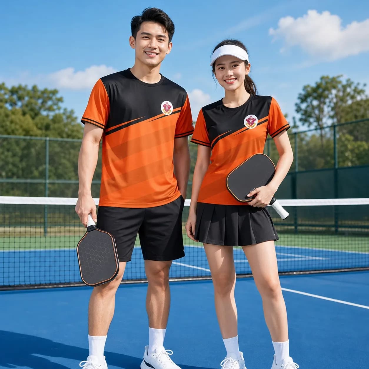 Bộ Quần Áo Pickleball Nam Nữ X24-PB-685 Cam phối đen đỏ cam – Tuyển chọn X24Sport