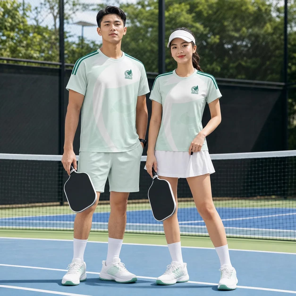 Bộ Quần Áo Pickleball Nam Nữ X24-PB-687 Xanh mint phối trắng teal – Tuyển chọn X24Sport