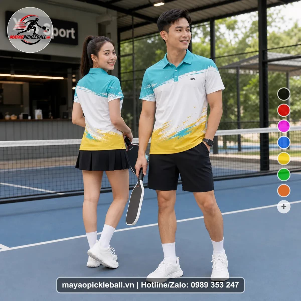 Bộ Quần Áo Pickleball X24-PB-091 Xanh Ngọc Xanh Năng Động
