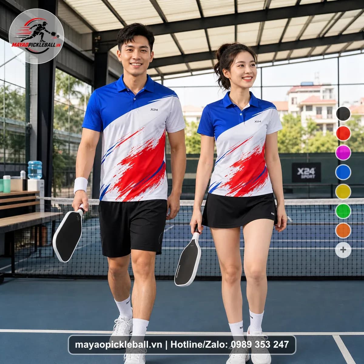 Bộ Quần Áo Pickleball X24-PB-092 Xanh Đỏ Trắng Năng Động