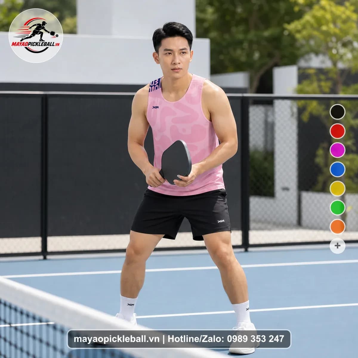 Bộ Quần Áo Pickleball X24-PB-095 Hồng Hồng Nhạt Đen Năng Động