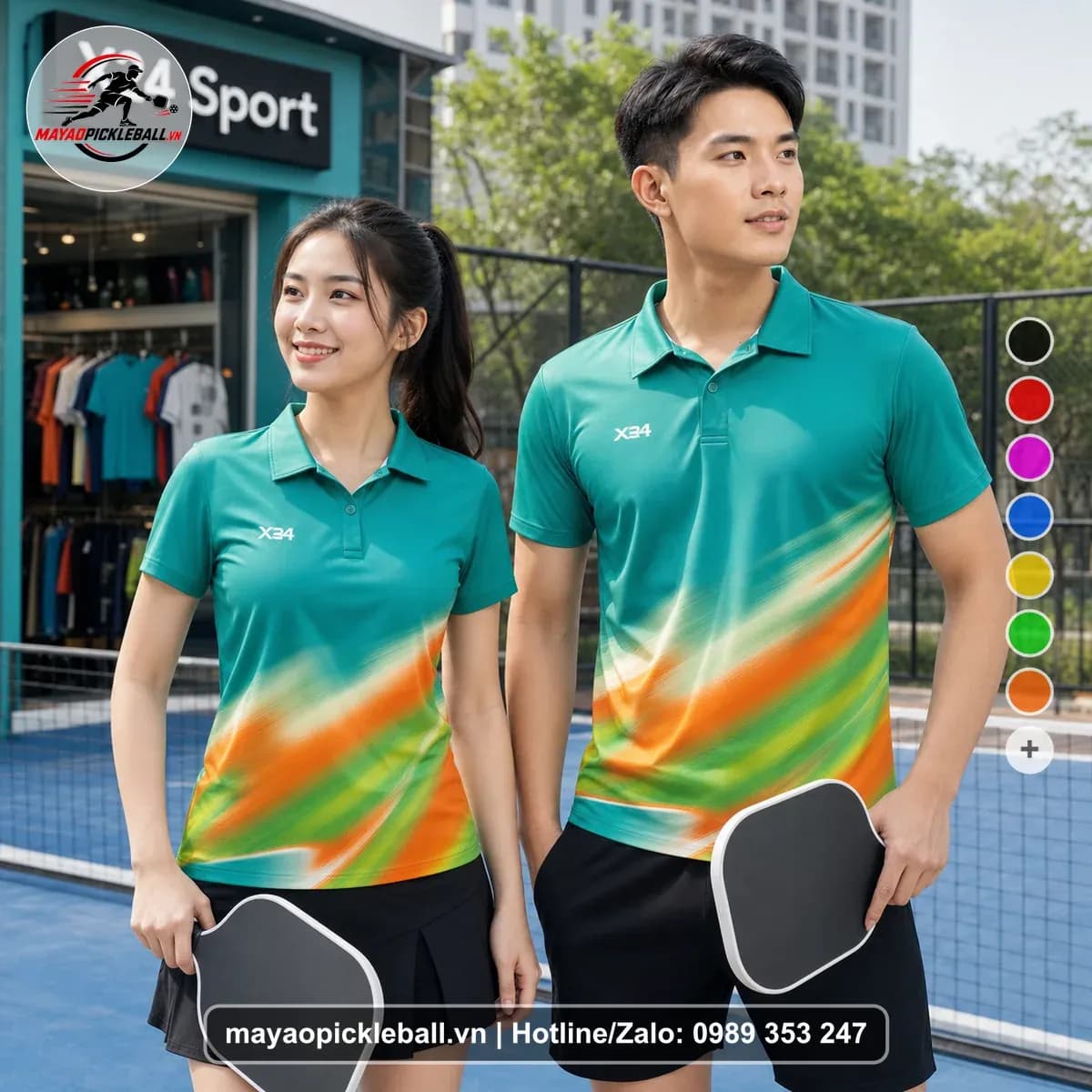 Bộ Quần Áo Pickleball X24-PB-107 Xanh Ngọc Xanh