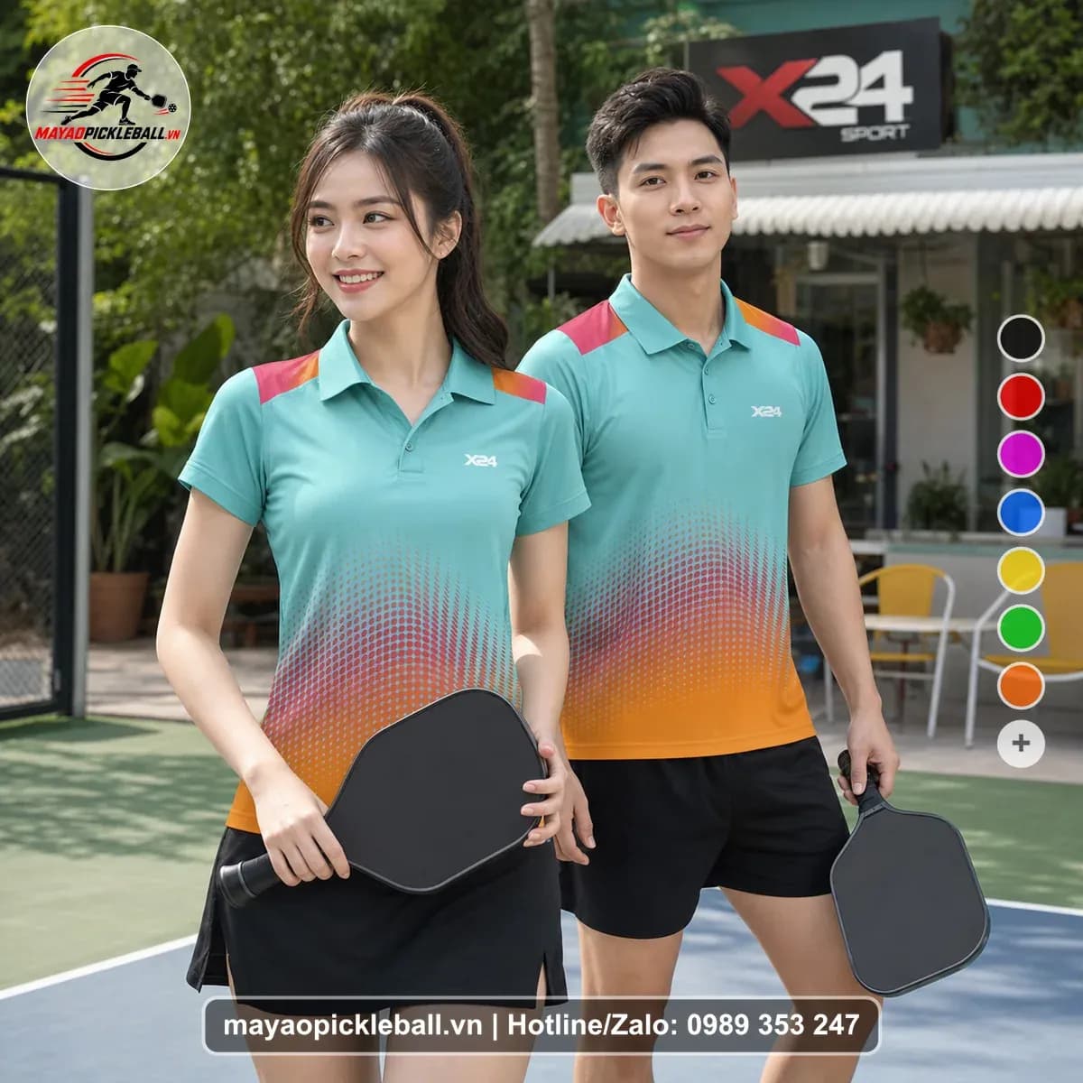 Bộ Quần Áo Pickleball X24-PB-110 Xanh Ngọc Xanh