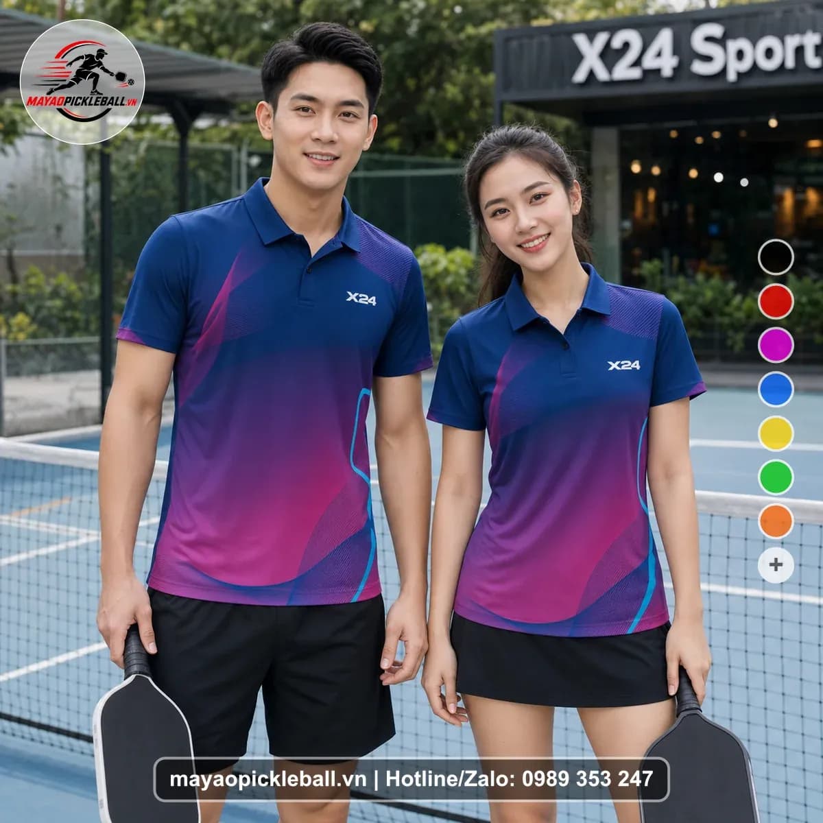 Bộ Quần Áo Pickleball X24-PB-134 Hồng Tím