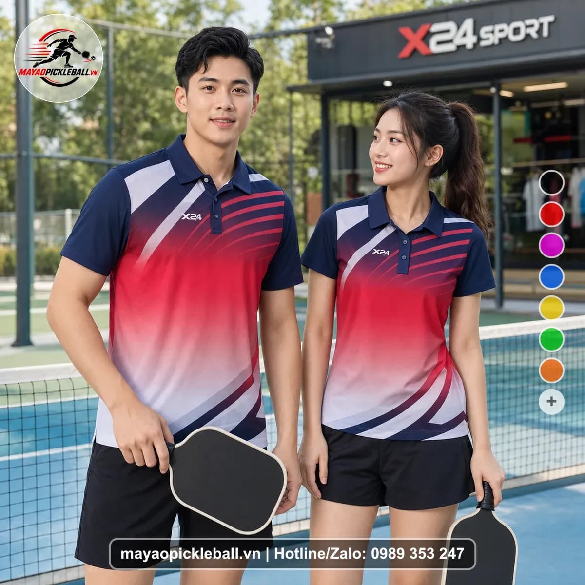 Bộ Quần Áo Pickleball X24-PB-139 Đỏ Tím