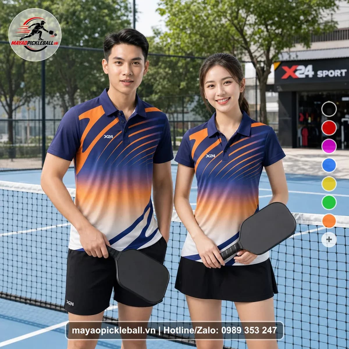 Bộ Quần Áo Pickleball X24-PB-140 Cam Tím