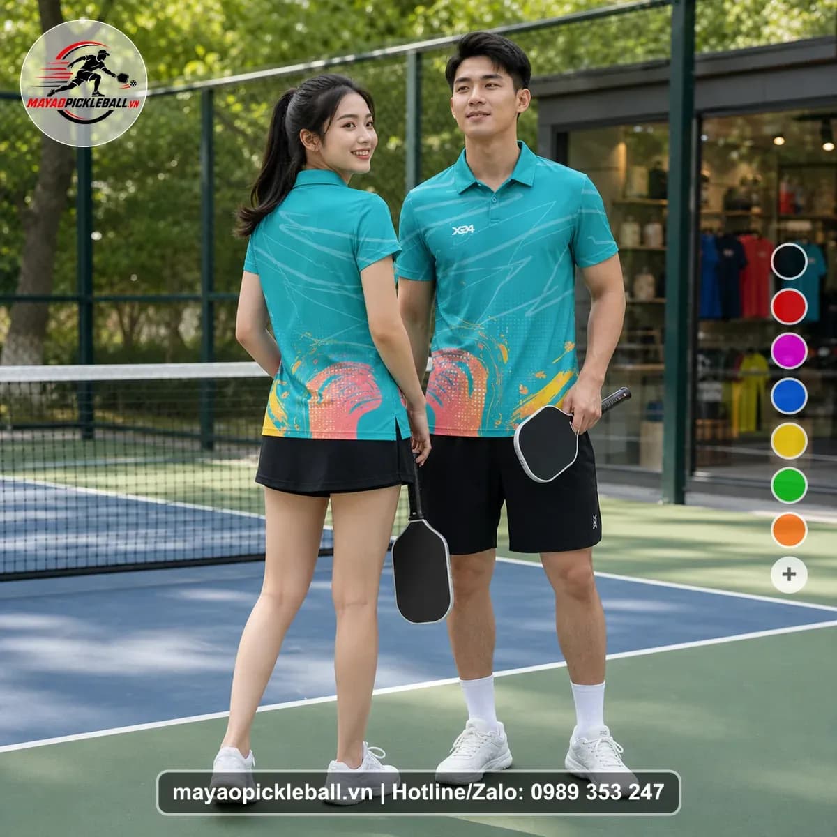Bộ Quần Áo Pickleball X24-PB-155 Xanh Ngọc Xanh