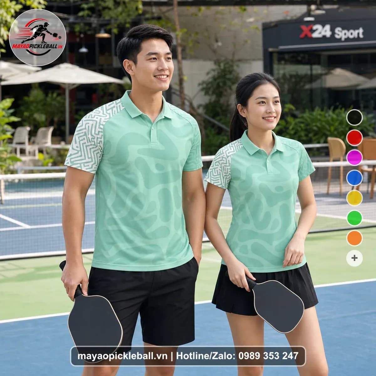 Bộ Quần Áo Pickleball X24-PB-178 Xanh Ngọc Xanh