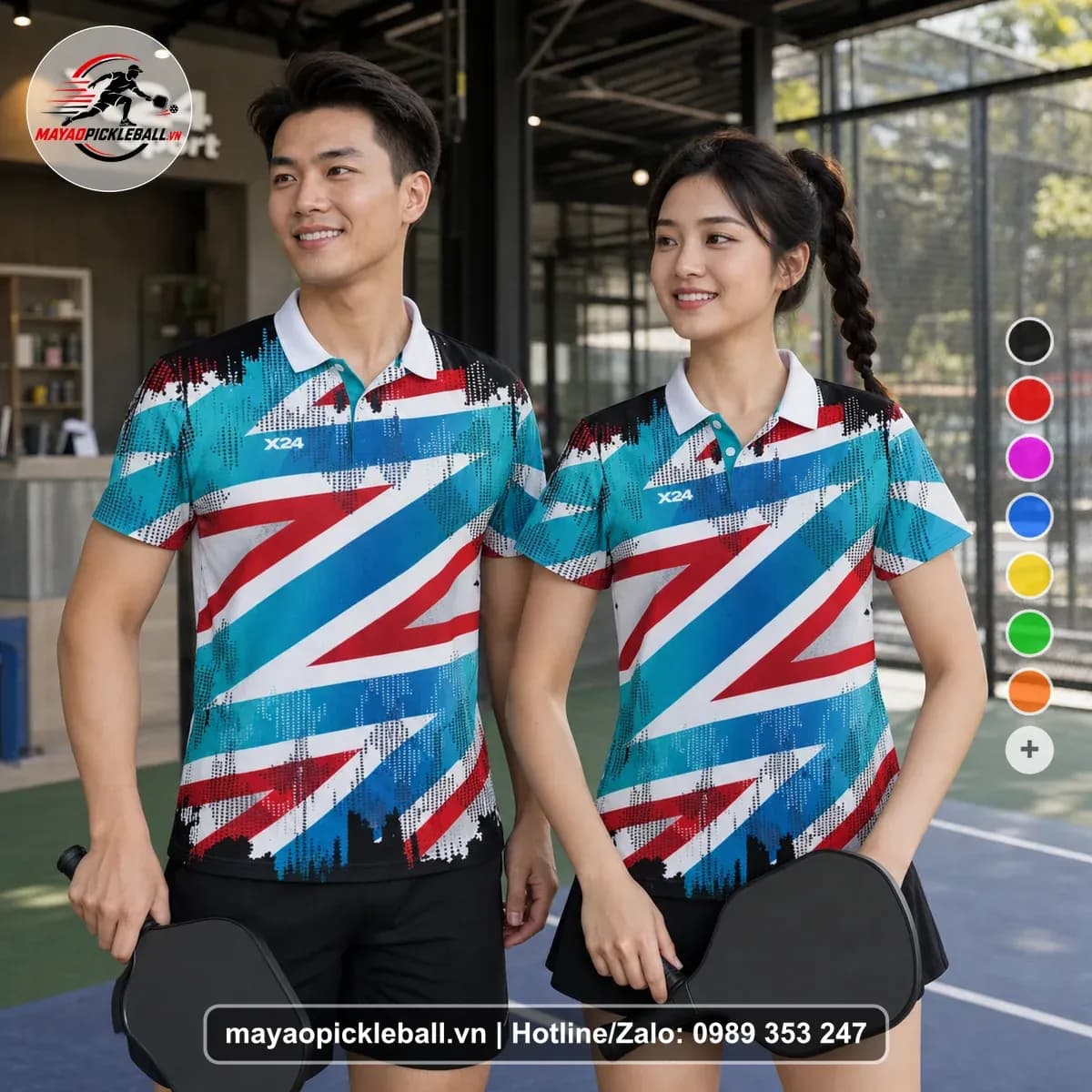 Bộ Quần Áo Pickleball X24-PB-198 Trắng Xanh
