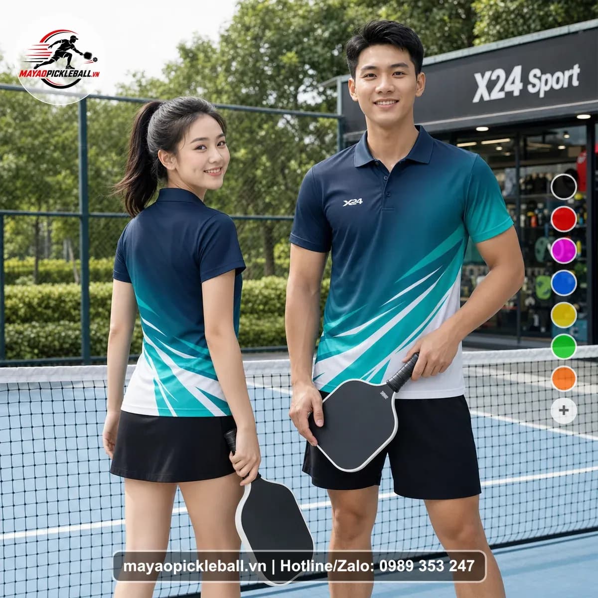 Bộ Quần Áo Pickleball X24-PB-218 Xanh Ngọc Xanh