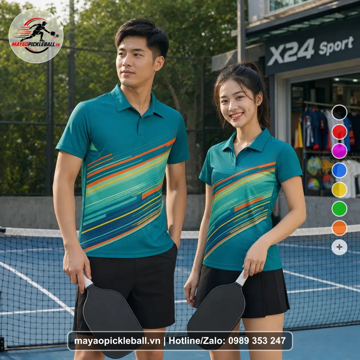 Bộ Quần Áo Pickleball X24-PB-223 Xanh Ngọc Xanh