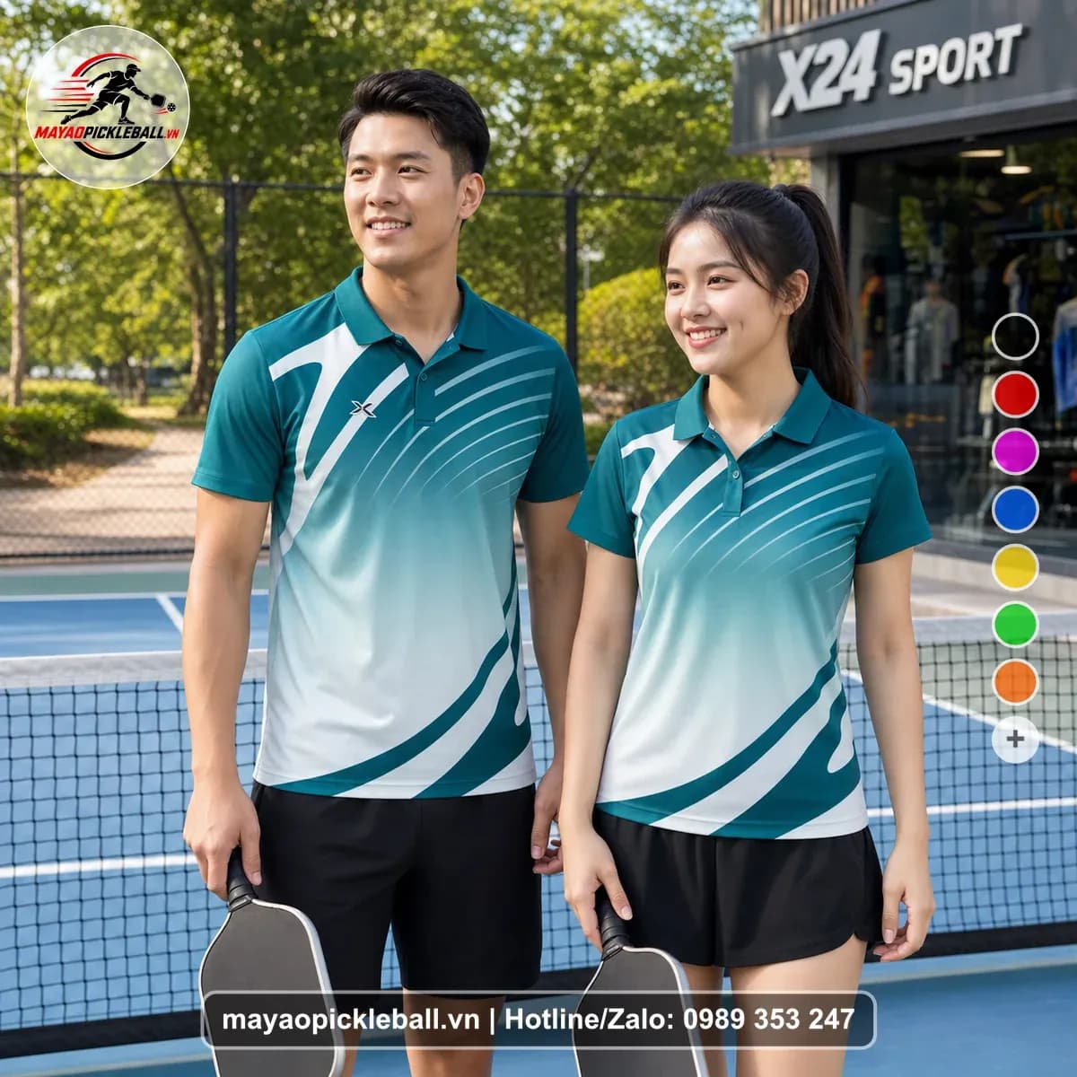 Bộ Quần Áo Pickleball X24-PB-230 Xanh Ngọc Xanh