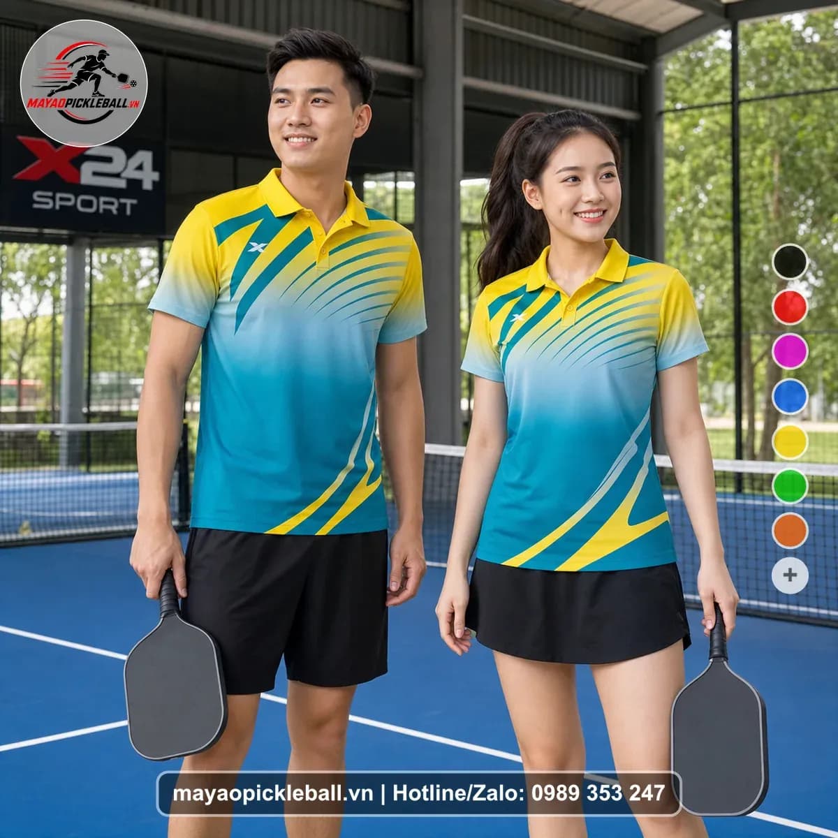 Bộ Quần Áo Pickleball X24-PB-232 Vàng Xanh