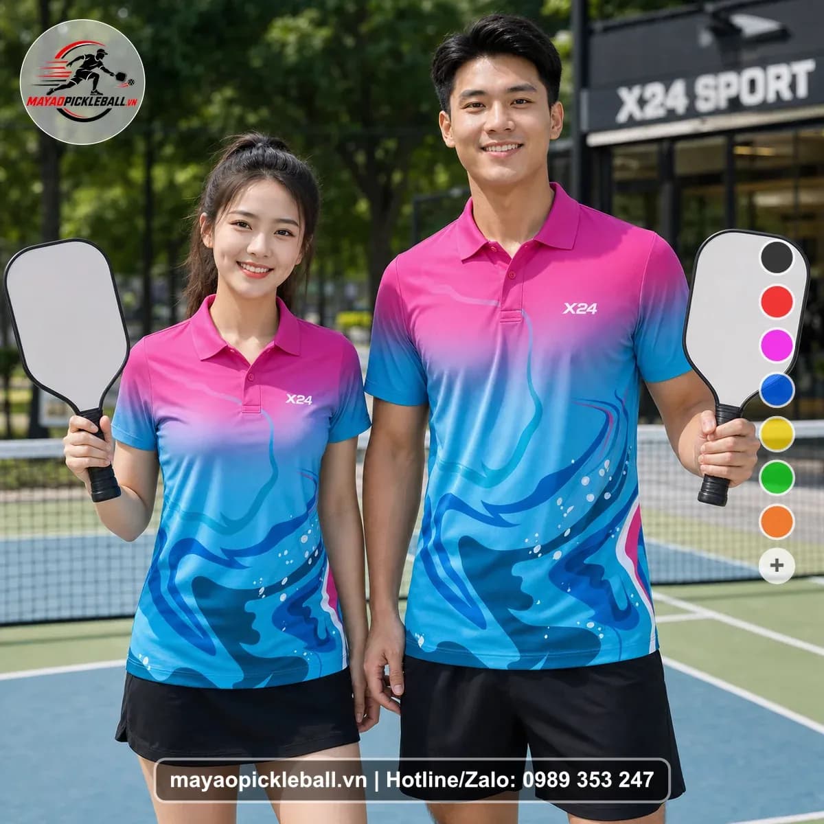 Bộ Quần Áo Pickleball X24-PB-250 Hồng Xanh