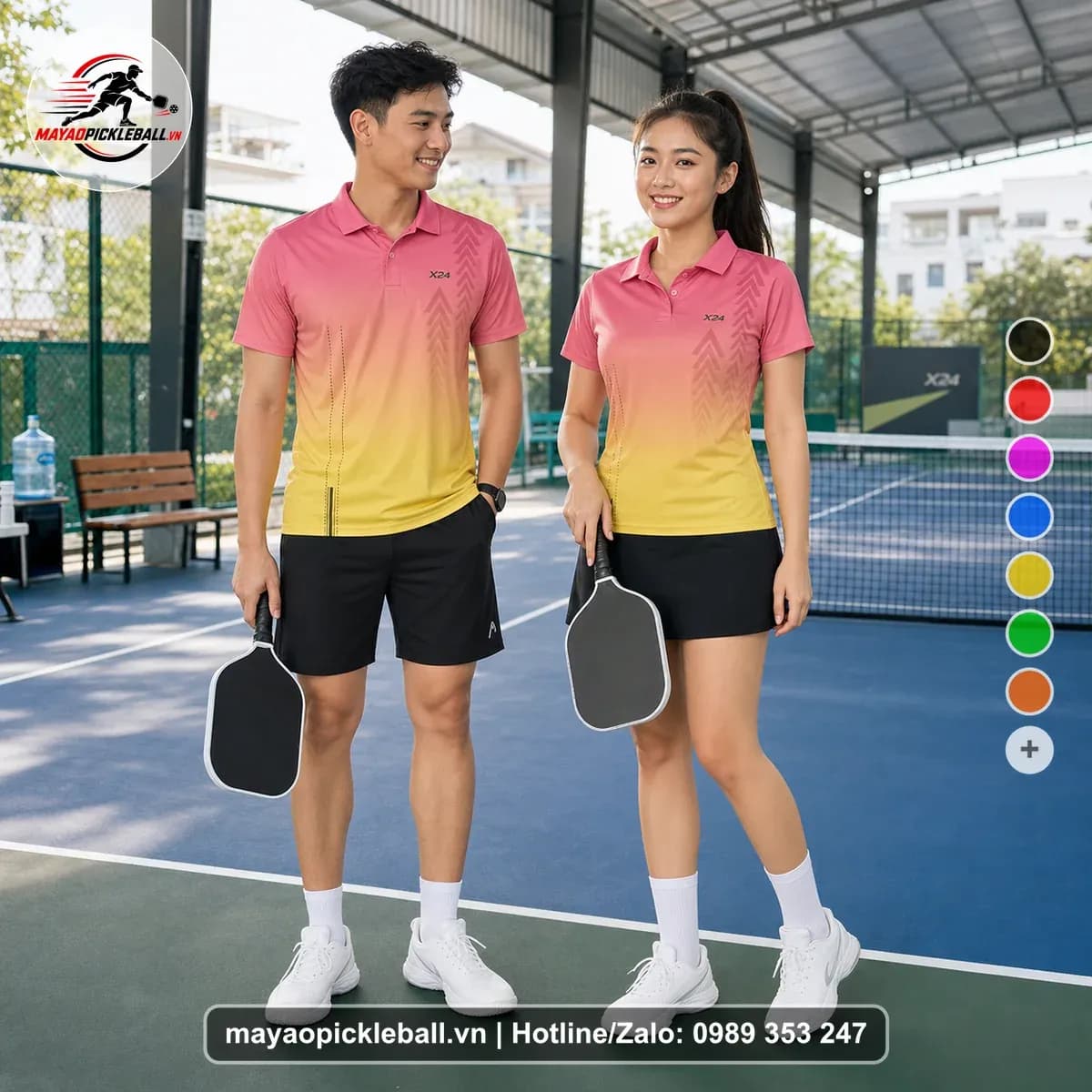 Bộ Quần Áo Pickleball X24-PB-271 Hồng Vàng