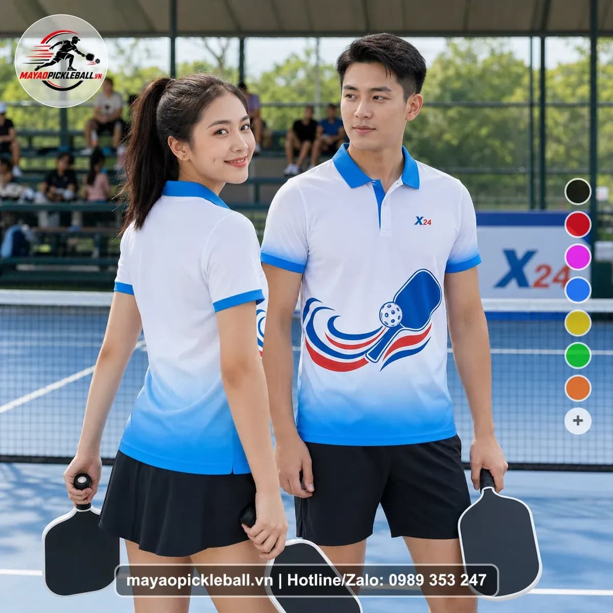 Bộ Quần Áo Pickleball X24-PB-298 Trắng Xanh Đỏ
