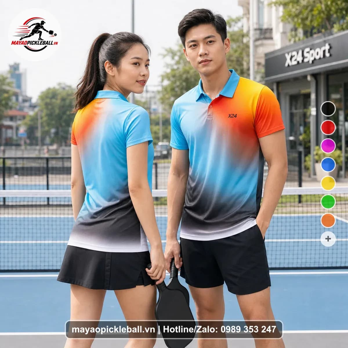 Bộ Quần Áo Pickleball X24-PB-305 Vàng Cam Xanh