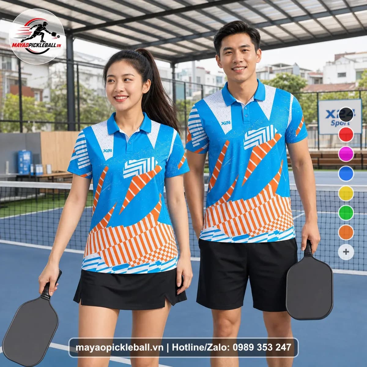 Bộ Quần Áo Pickleball X24-PB-306 Cam Xanh