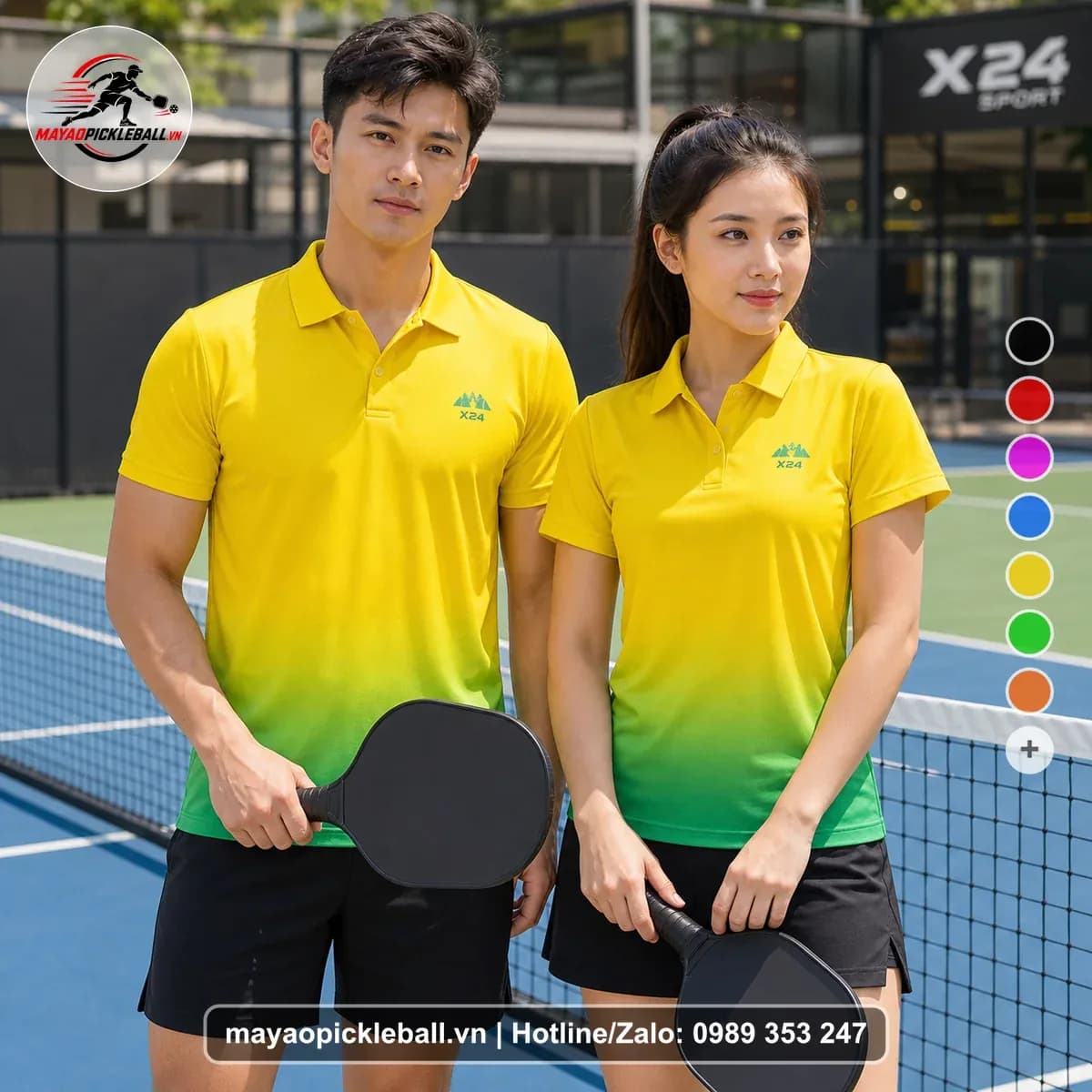 Bộ Quần Áo Pickleball X24-PB-307 Vàng Xanh
