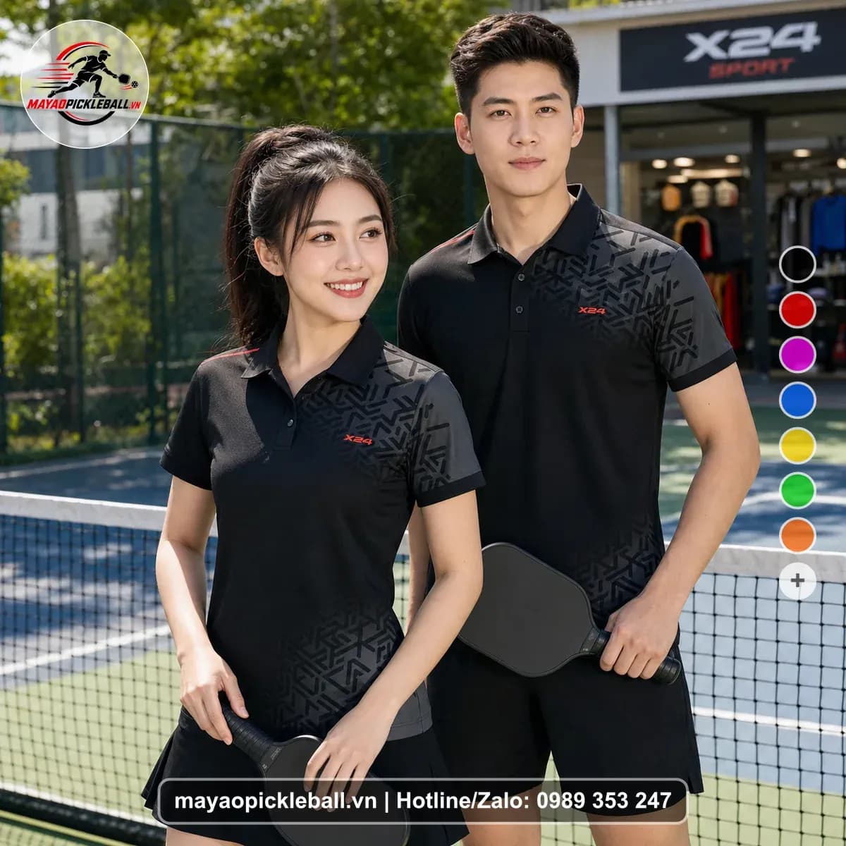 Bộ Quần Áo Pickleball X24-PB-327 Đen Đỏ