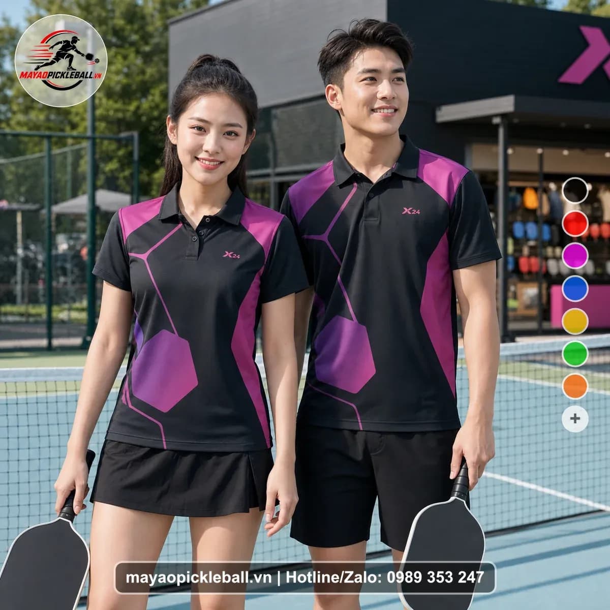 Bộ Quần Áo Pickleball X24-PB-406 Đen Tím