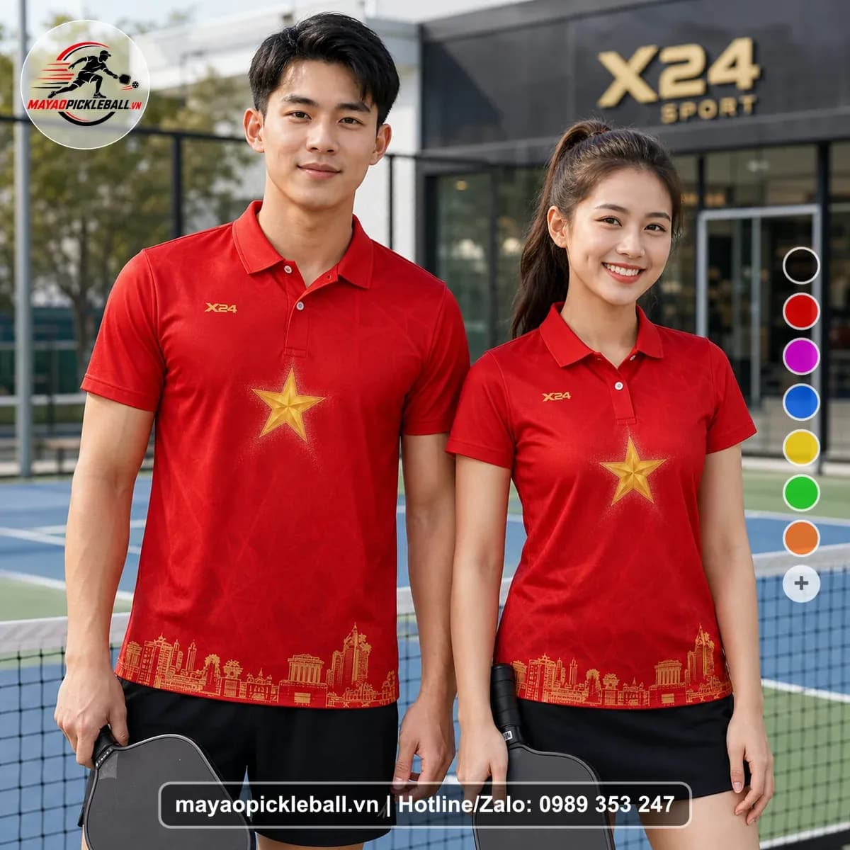 Bộ Quần Áo Pickleball X24-PB-468 Tím Đỏ