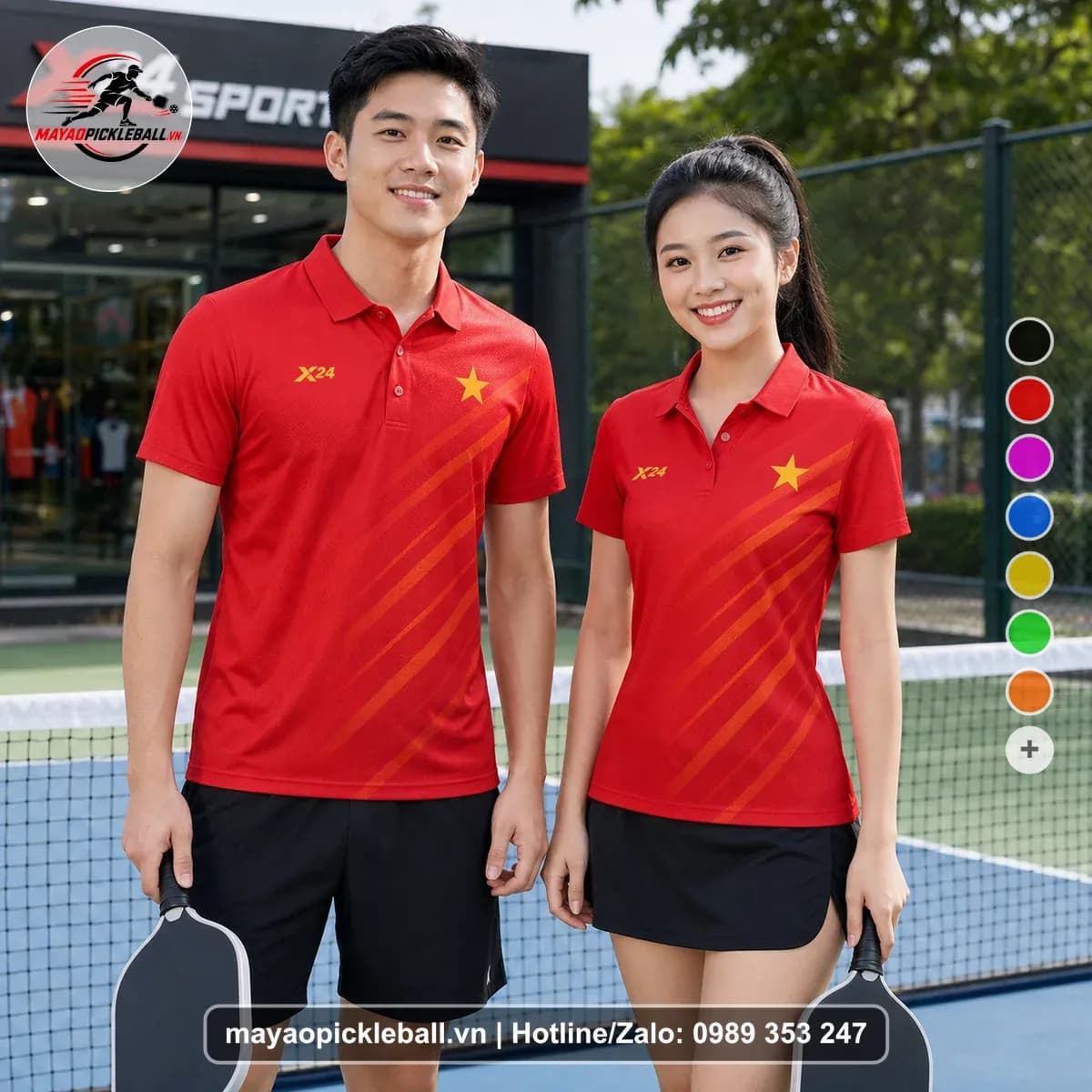 Bộ Quần Áo Pickleball X24-PB-470 Tím Đỏ
