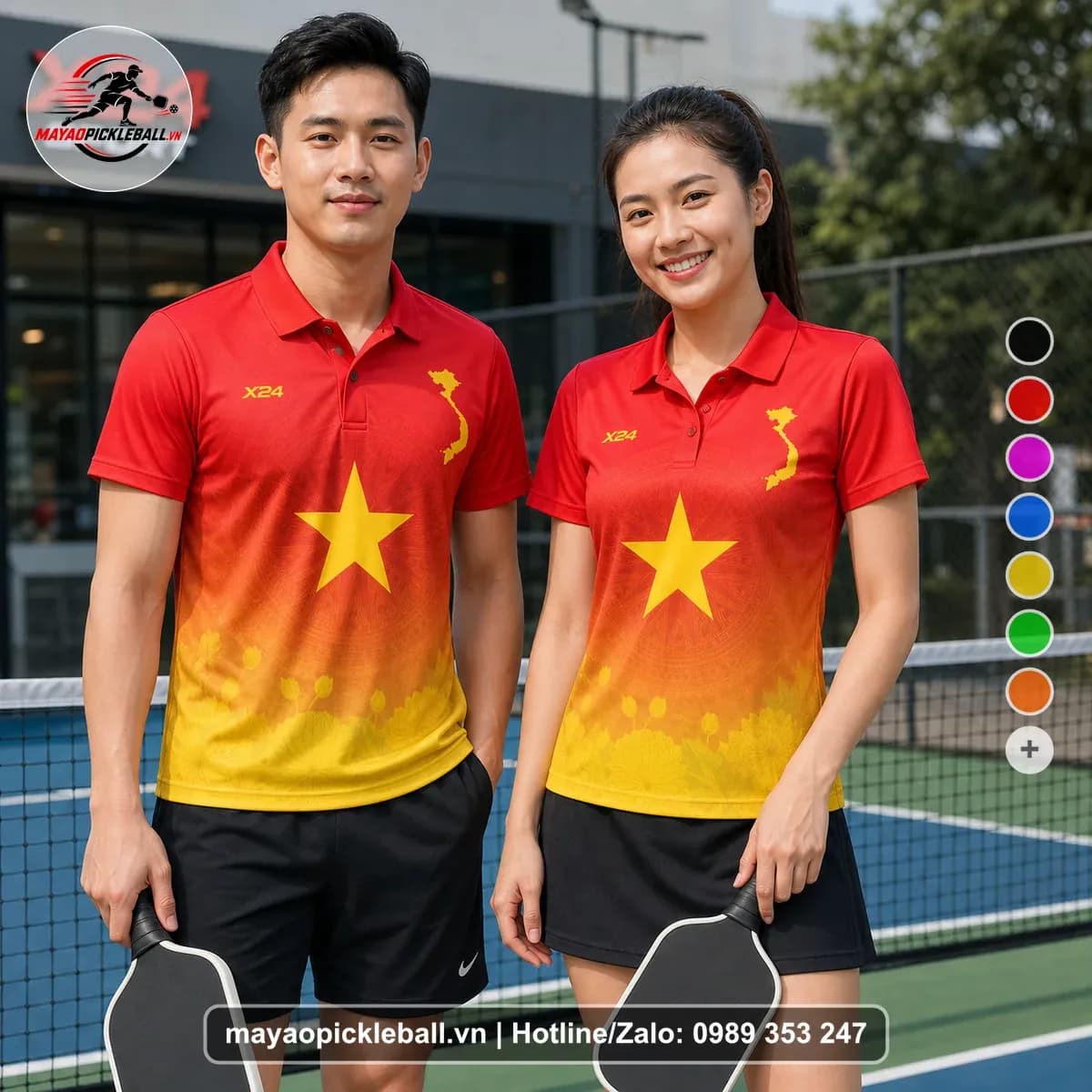 Bộ Quần Áo Pickleball X24-PB-473 Đỏ Vàng