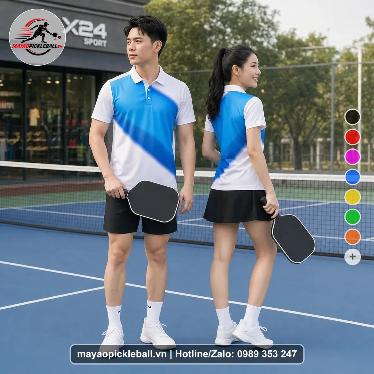 Bộ Quần Áo Pickleball X24-PB-478 Trắng Xanh