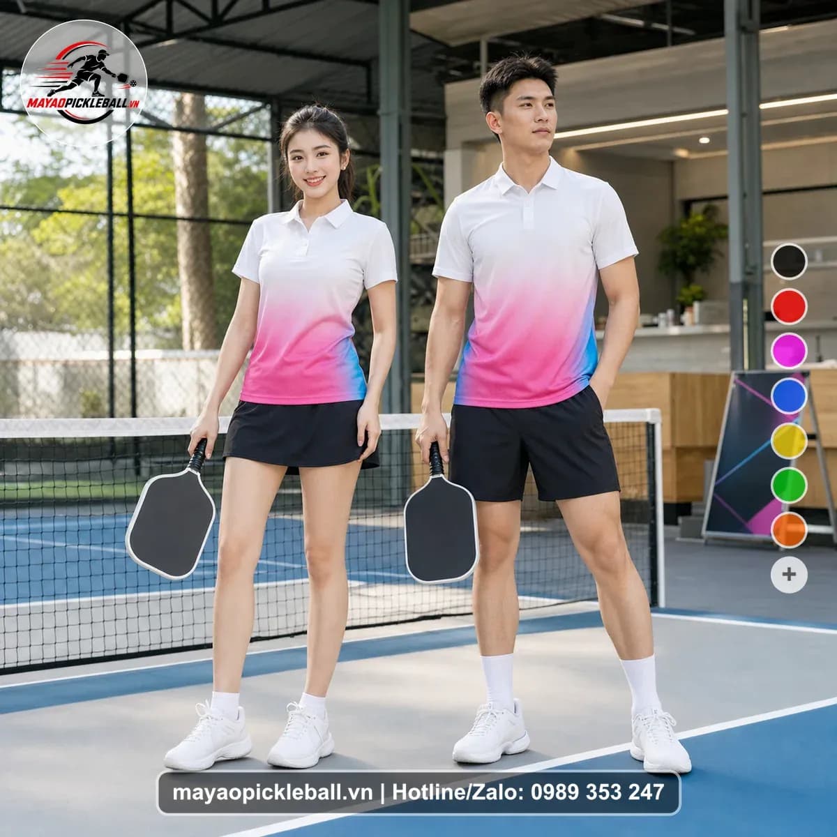 Bộ Quần Áo Pickleball X24-PB-482 Hồng Tím Xanh