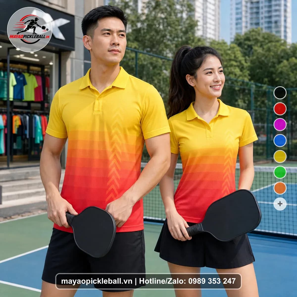 Bộ Quần Áo Pickleball X24-PB-483 Đỏ Vàng Cam