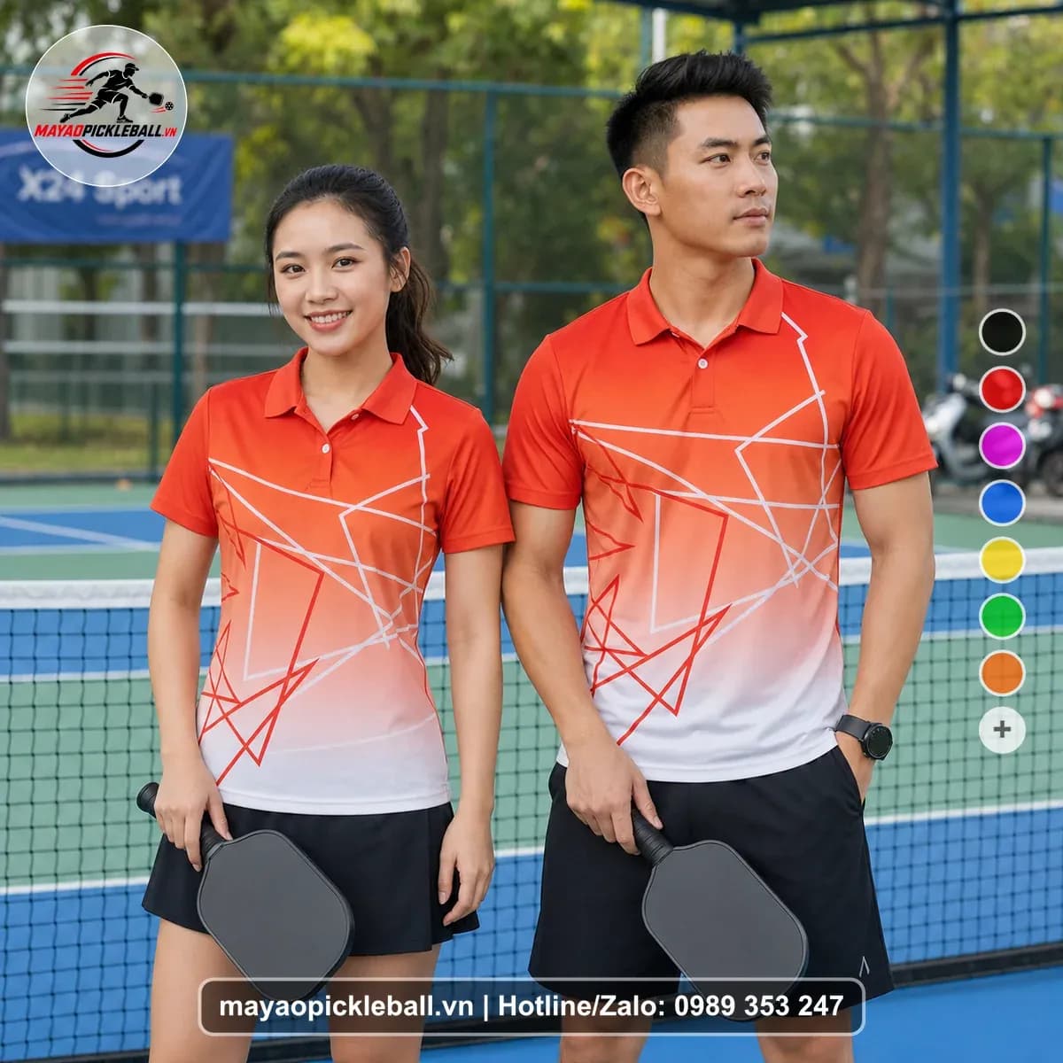 Bộ Quần Áo Pickleball X24-PB-489 Đỏ Cam