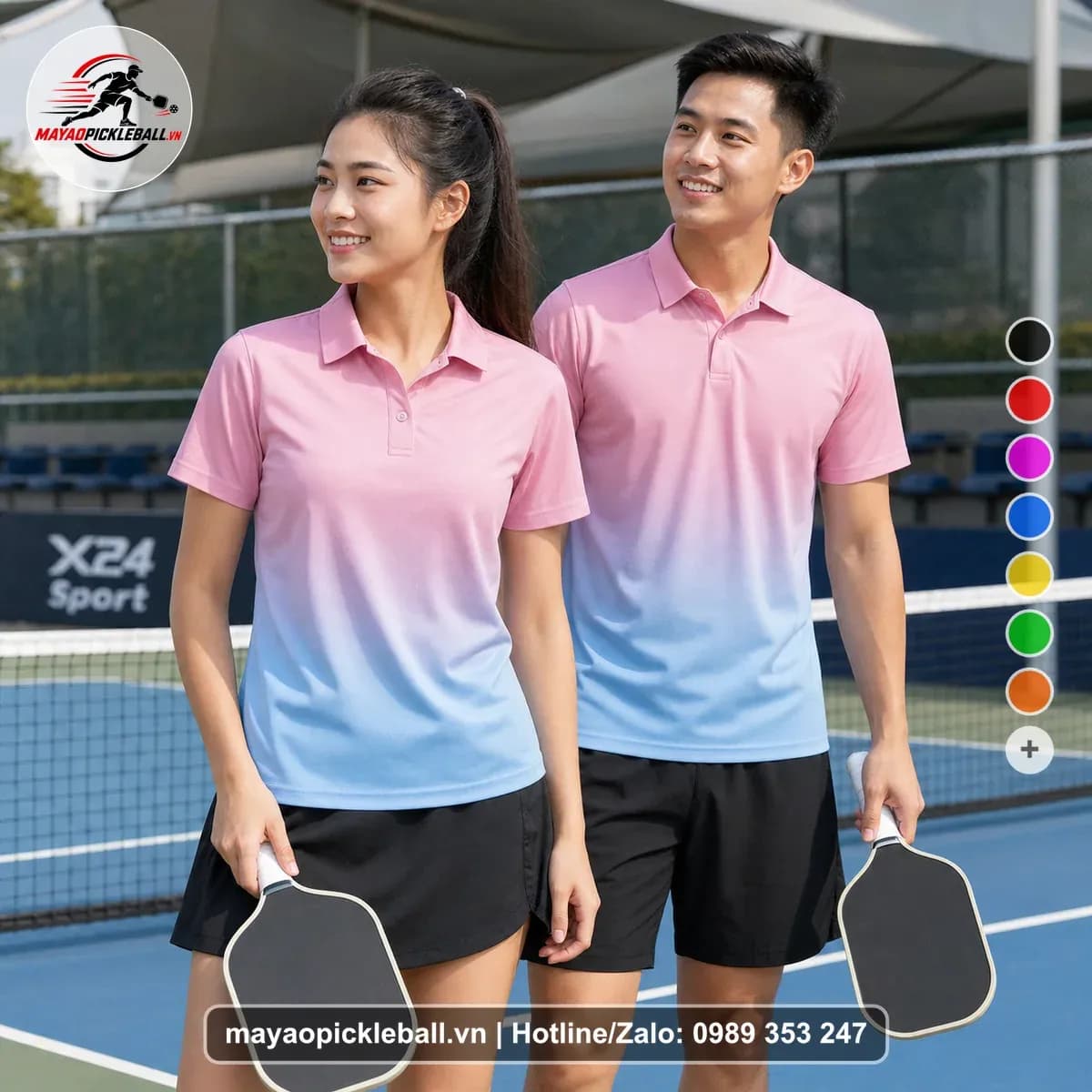 Bộ Quần Áo Pickleball X24-PB-490 Hồng Xanh