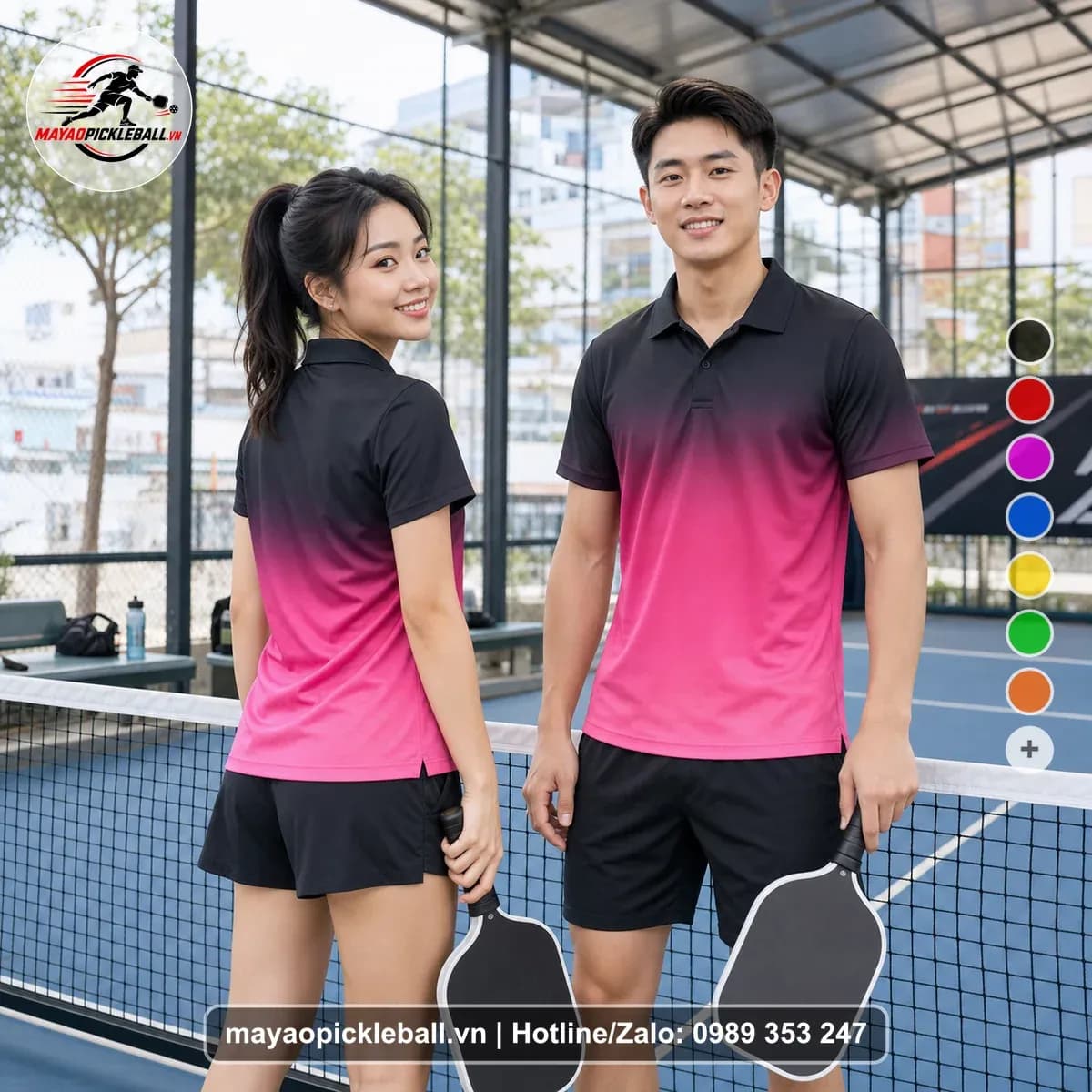 Bộ Quần Áo Pickleball X24-PB-493 Hồng Đen