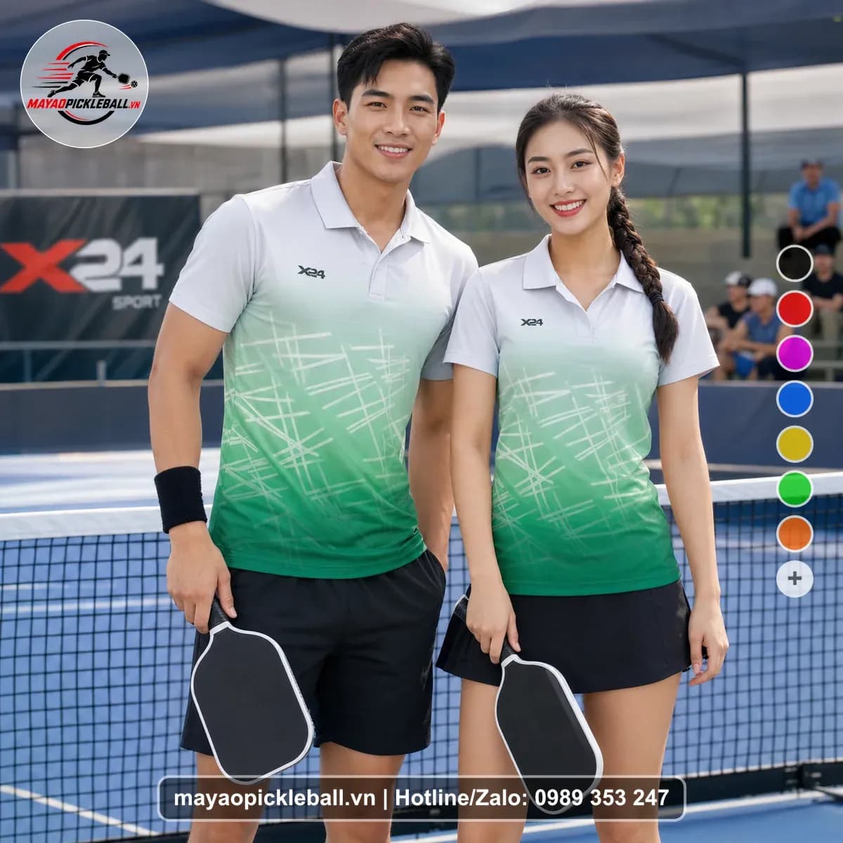 Bộ Quần Áo Pickleball X24-PB-507 Trắng Xanh Mint Xanh Ve Chai
