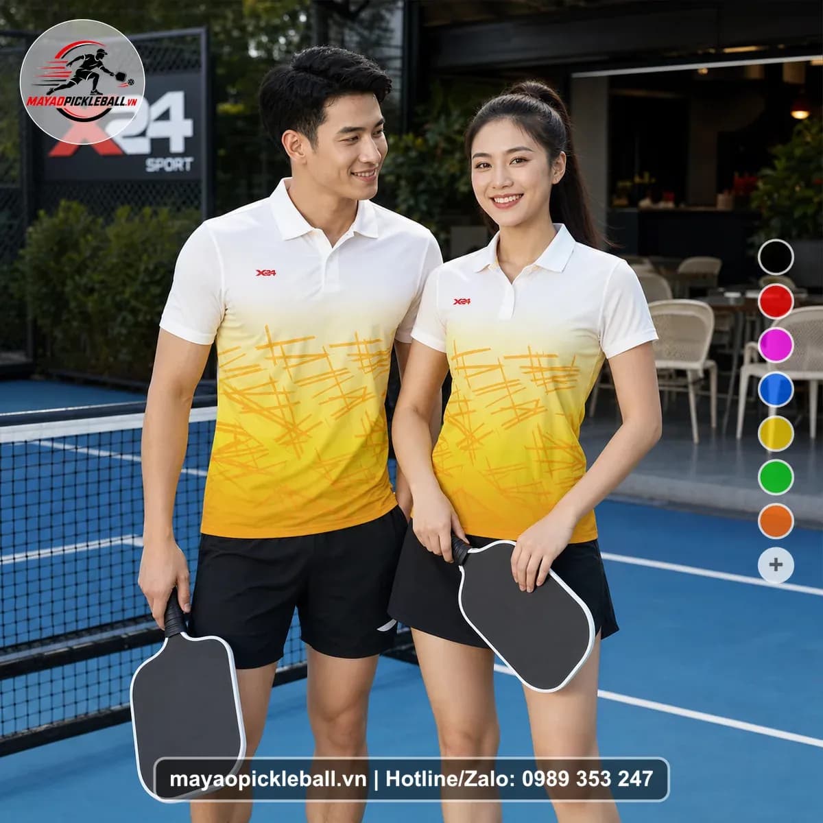 Bộ Quần Áo Pickleball X24-PB-508 Trắng Vàng Vàng Nhạt
