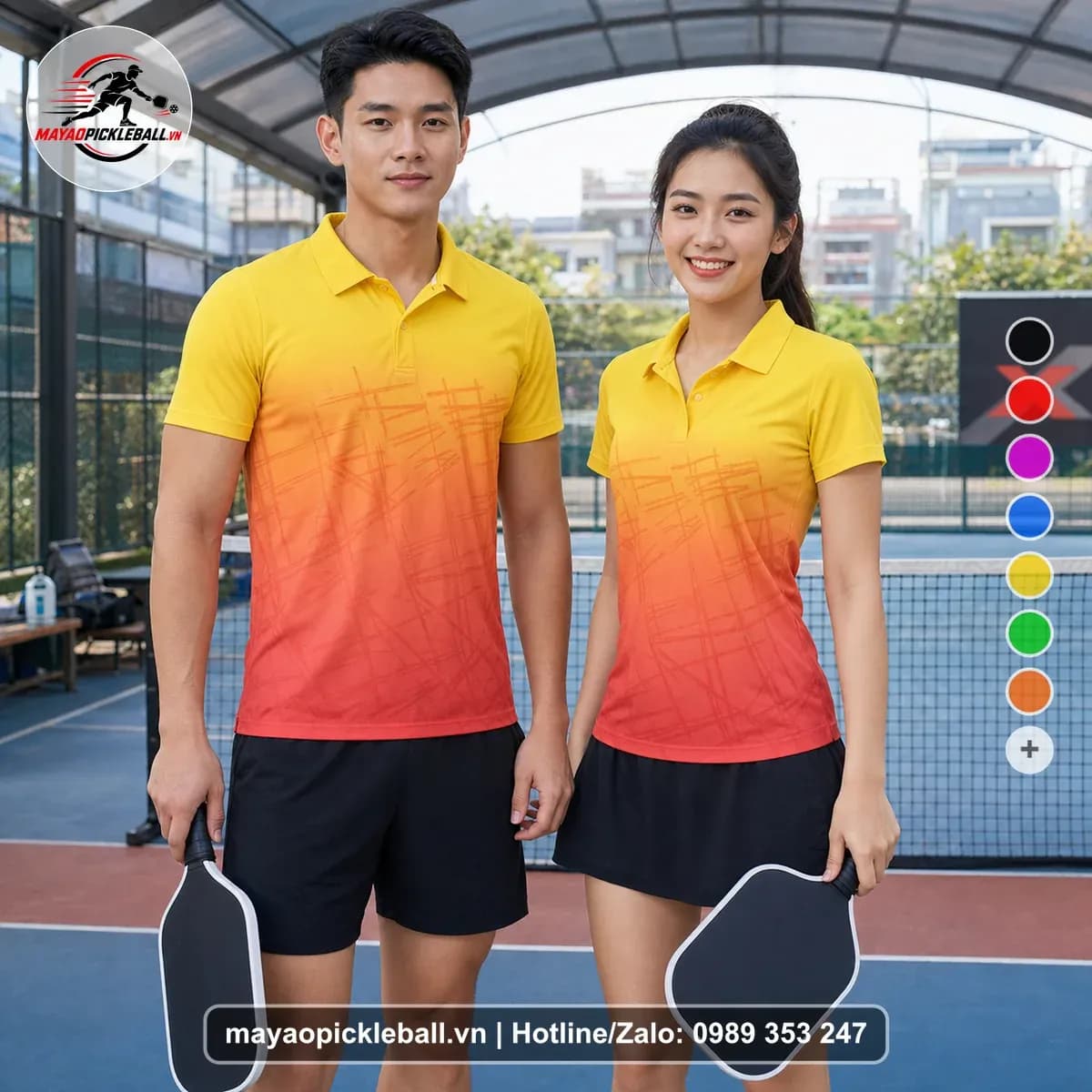 Bộ Quần Áo Pickleball X24-PB-510 Cam Vàng Đỏ Cam