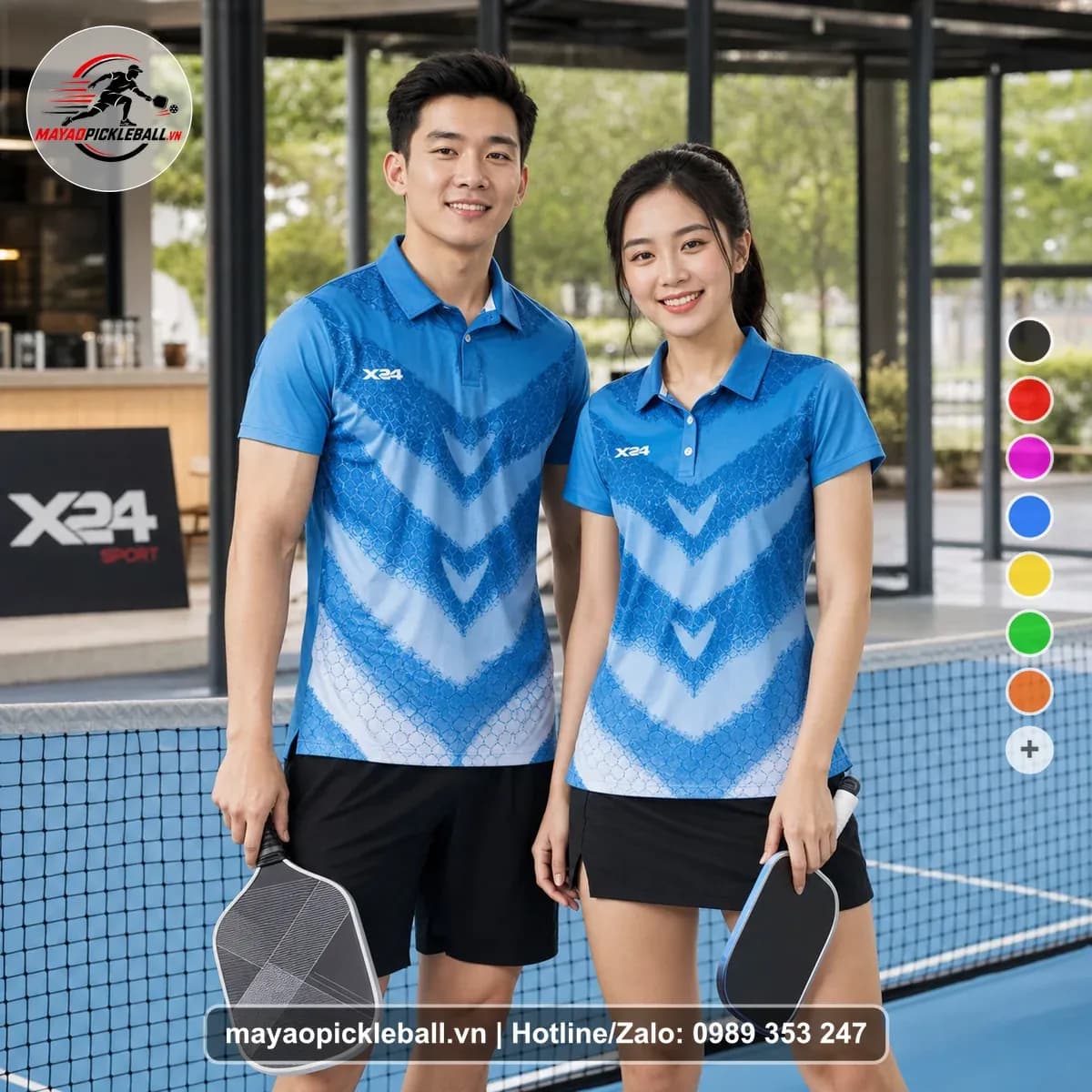 Bộ Quần Áo Pickleball X24-PB-511 Xanh Xanh Bích Xanh Dương