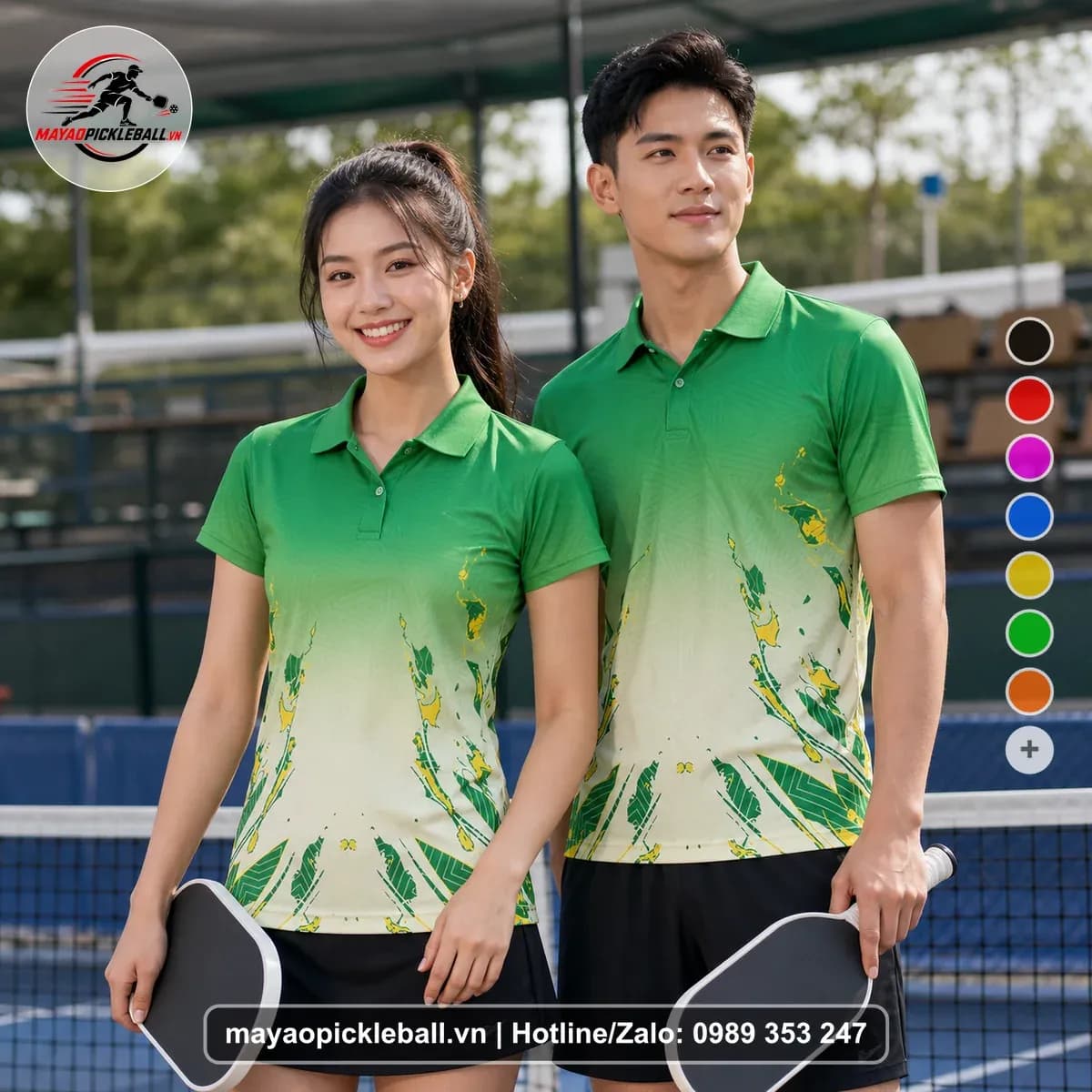 Bộ Quần Áo Pickleball X24-PB-519 Xanh Lá Vàng Nhạt Kem