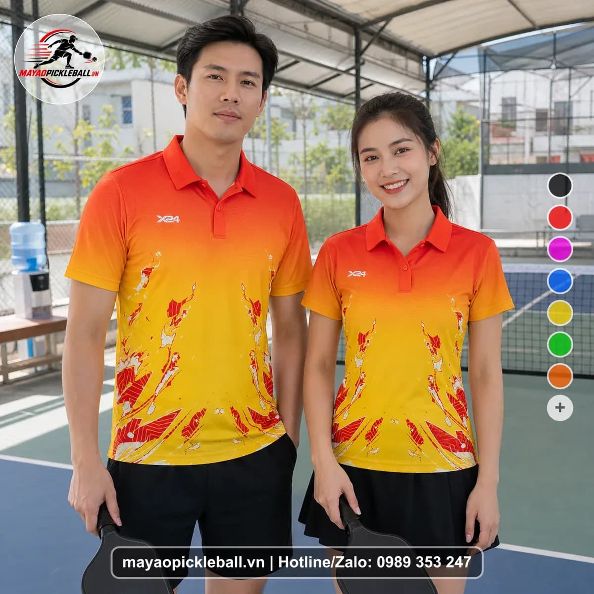 Bộ Quần Áo Pickleball X24-PB-521 Vàng Cam Đỏ