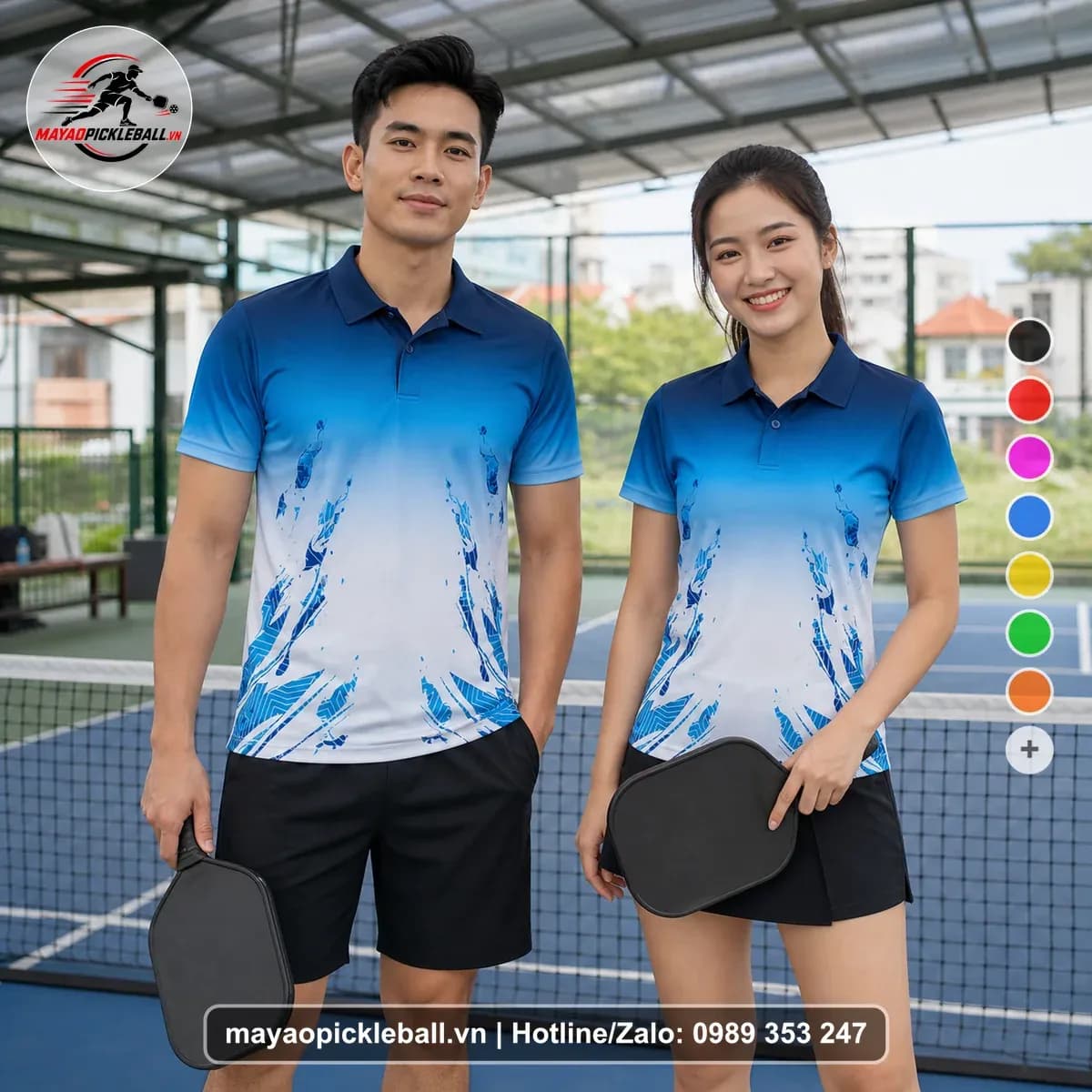 Bộ Quần Áo Pickleball X24-PB-522 Xanh Navy Xanh Cyan Trắng