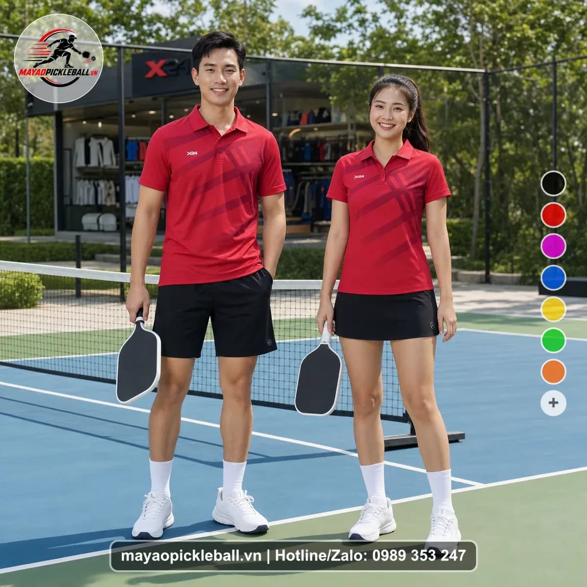 Bộ Quần Áo Pickleball X24-PB-527 Đỏ Đỏ Ruby Đỏ Burgundy