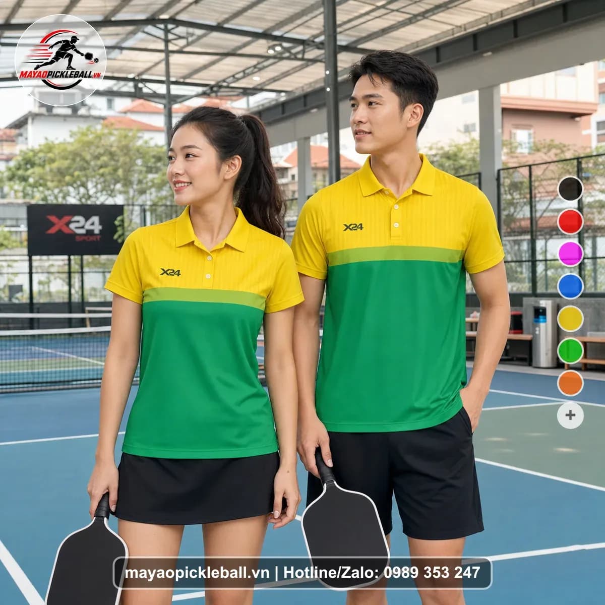 Bộ Quần Áo Pickleball X24-PB-532 Xanh Két Vàng Xanh Rêu