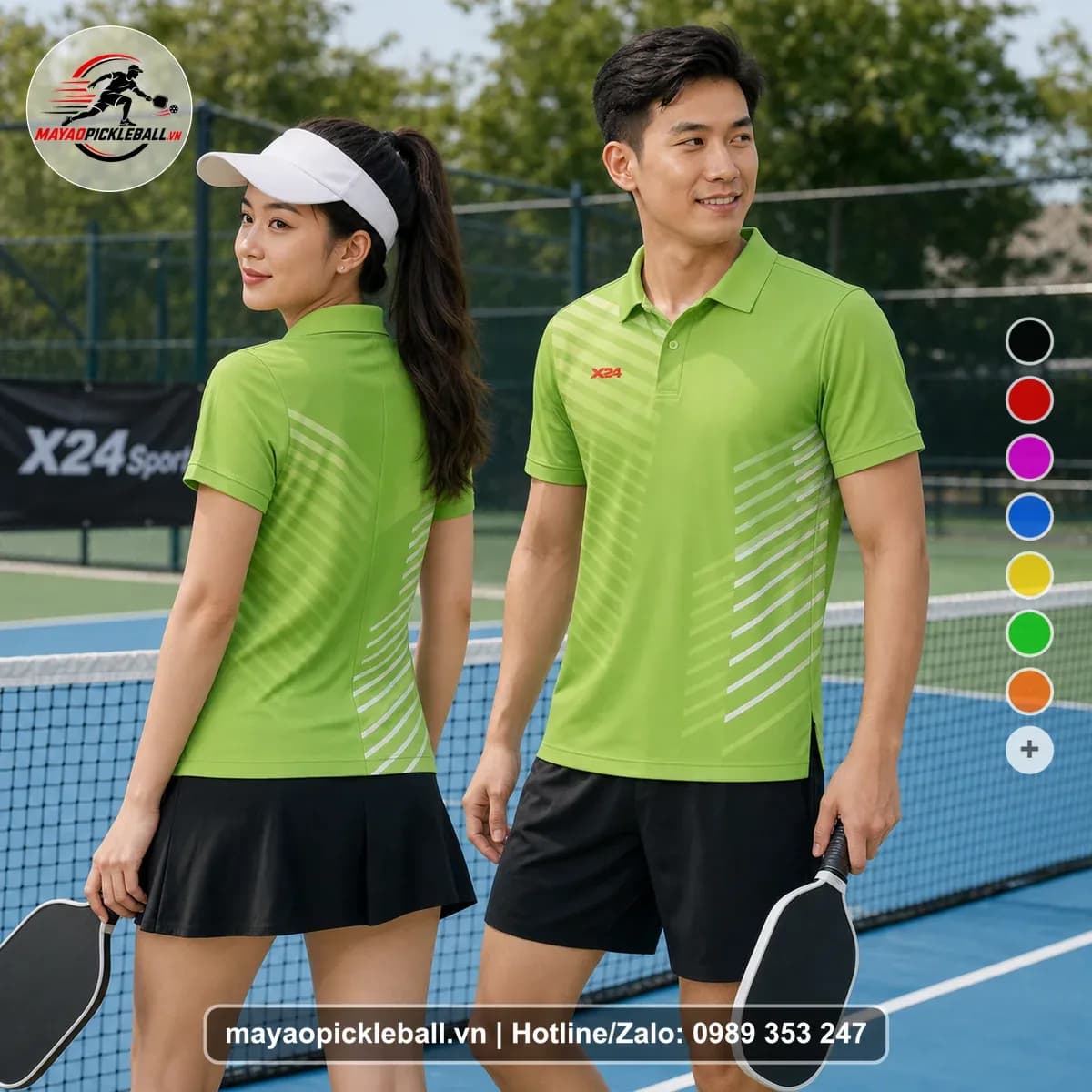 Bộ Quần Áo Pickleball X24-PB-538 Xanh Chuối Trắng Xanh Lá Nhạt