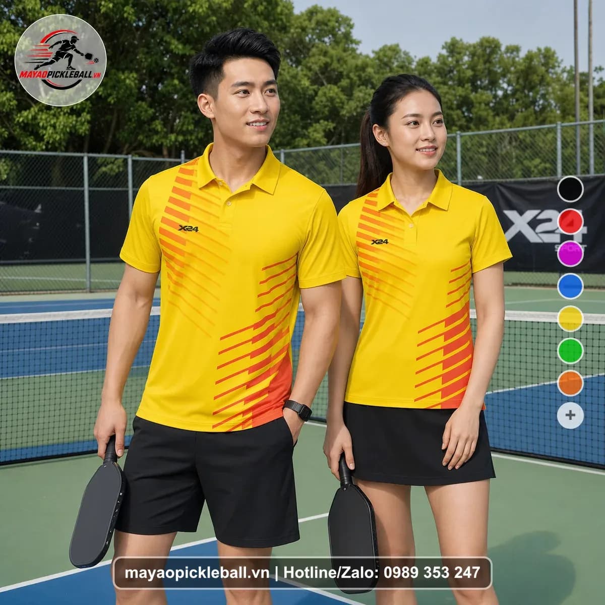 Bộ Quần Áo Pickleball X24-PB-539 Vàng Cam Đỏ