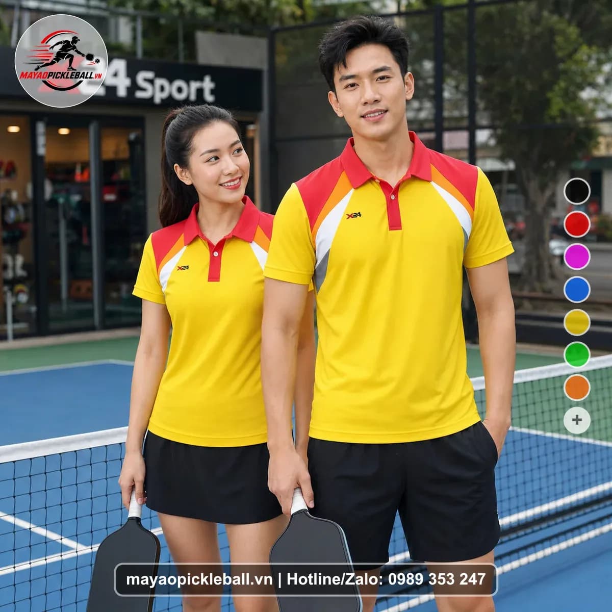 Bộ Quần Áo Pickleball X24-PB-540 Vàng Đỏ Trắng