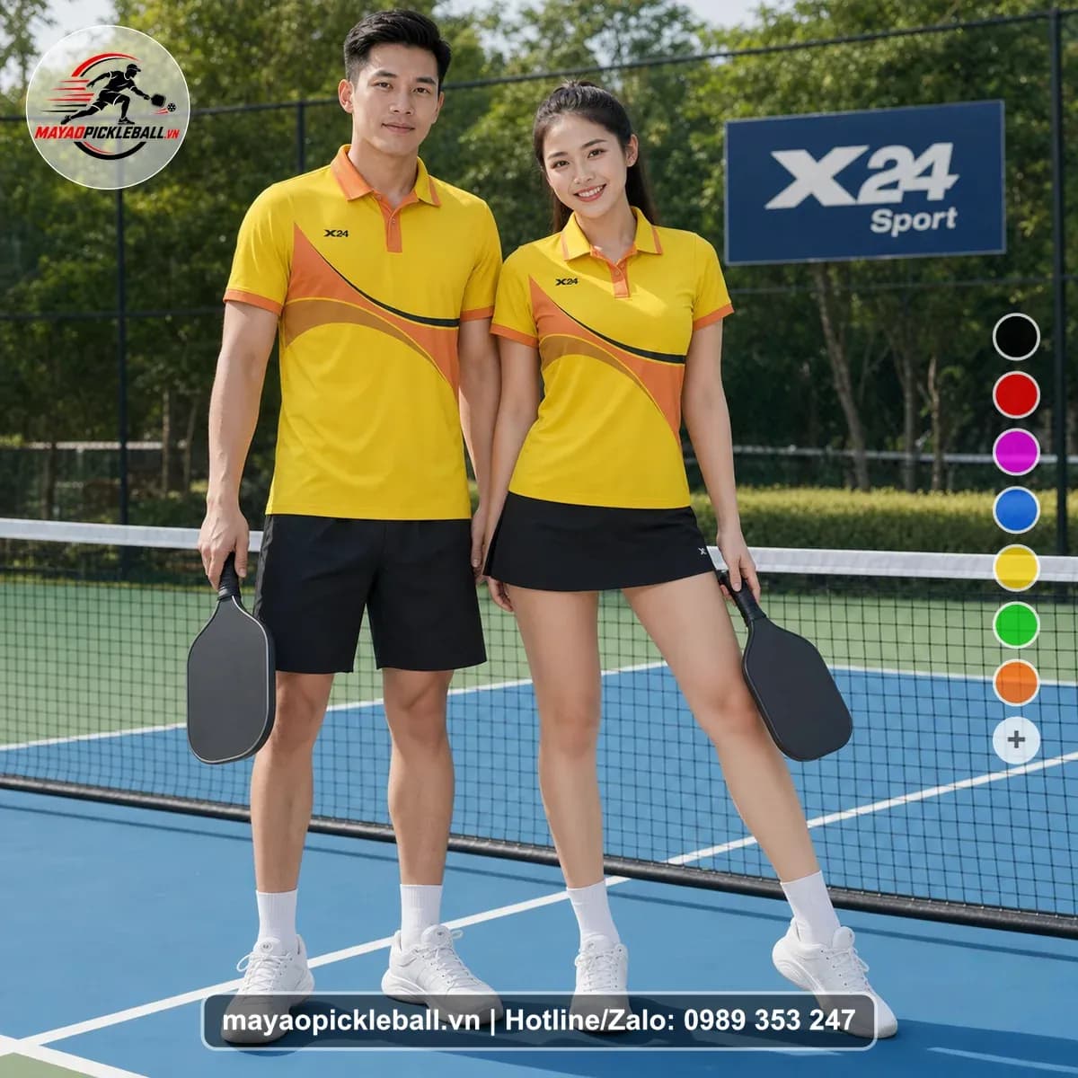 Bộ Quần Áo Pickleball X24-PB-544 Vàng Cam Xanh Navy