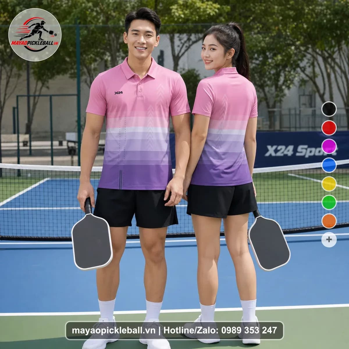 Bộ Quần Áo Pickleball X24-PB-547 Hồng Tím Nhạt Tím