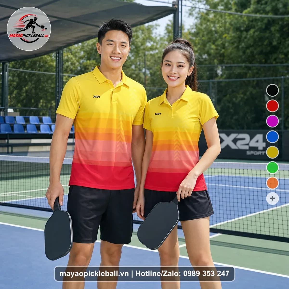 Bộ Quần Áo Pickleball X24-PB-549 Vàng Cam Đỏ