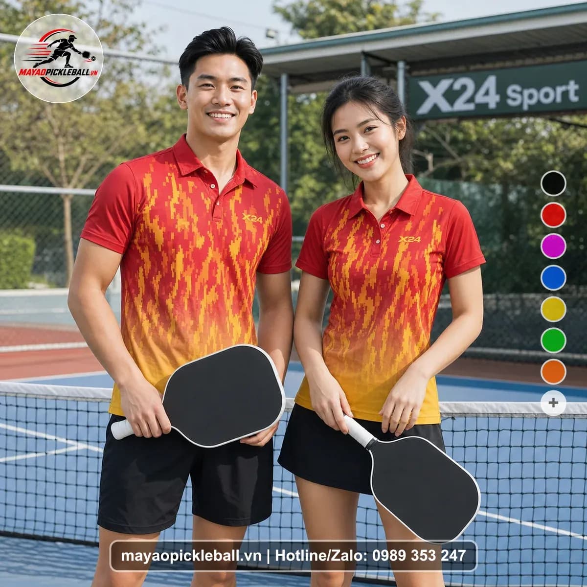 Bộ Quần Áo Pickleball X24-PB-553 Đỏ Vàng Cam